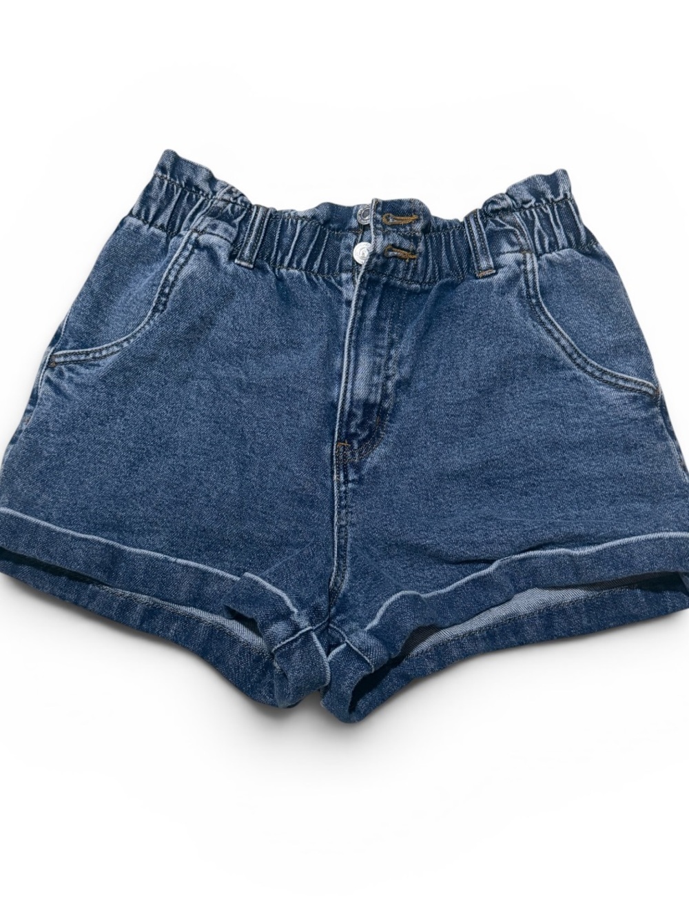 SO Paperbag High-Rise Denim Shorts - Blue - Picture 2 of 6